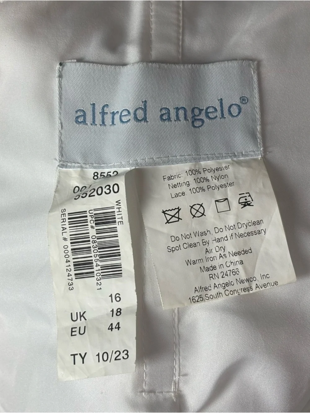 Alfred Angelo White Lace Backless Long Sleeve Bridal Wedding Gown 16 - Picture 12 of 15
